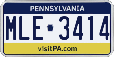 PA license plate MLE3414