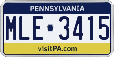 PA license plate MLE3415