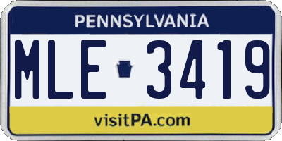 PA license plate MLE3419