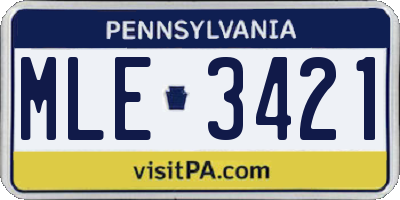 PA license plate MLE3421