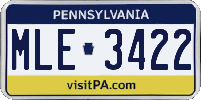 PA license plate MLE3422