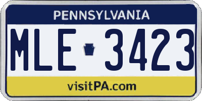 PA license plate MLE3423