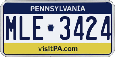 PA license plate MLE3424