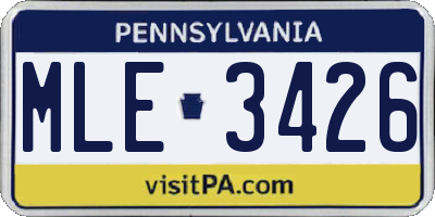 PA license plate MLE3426