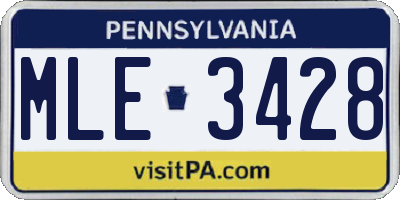 PA license plate MLE3428