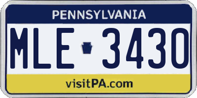 PA license plate MLE3430