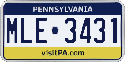 PA license plate MLE3431