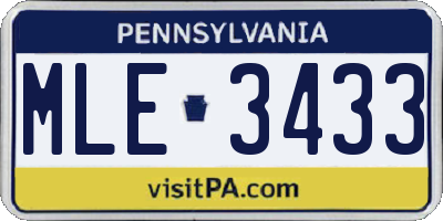 PA license plate MLE3433
