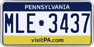 PA license plate MLE3437