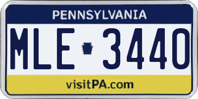 PA license plate MLE3440