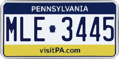 PA license plate MLE3445