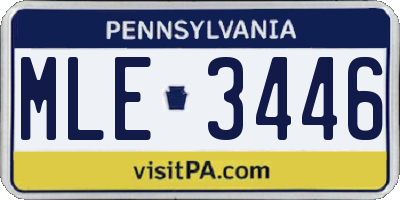 PA license plate MLE3446