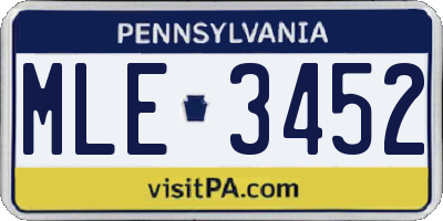 PA license plate MLE3452