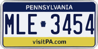 PA license plate MLE3454