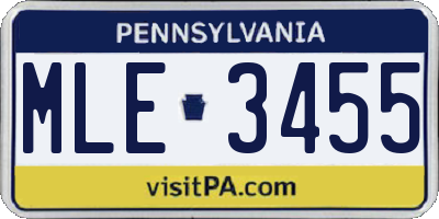 PA license plate MLE3455