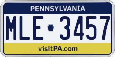 PA license plate MLE3457