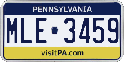 PA license plate MLE3459