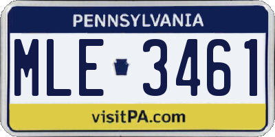 PA license plate MLE3461