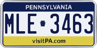 PA license plate MLE3463