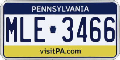 PA license plate MLE3466