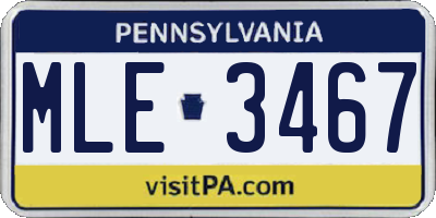 PA license plate MLE3467