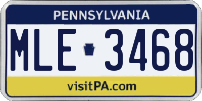 PA license plate MLE3468