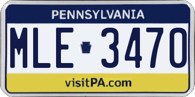 PA license plate MLE3470