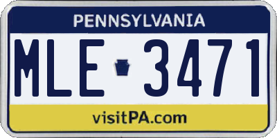 PA license plate MLE3471