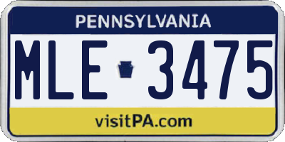 PA license plate MLE3475