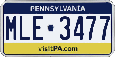 PA license plate MLE3477