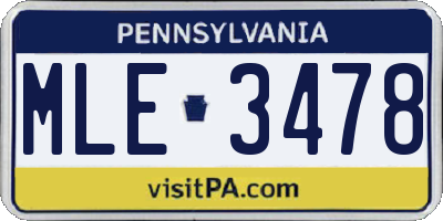 PA license plate MLE3478