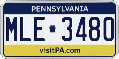 PA license plate MLE3480