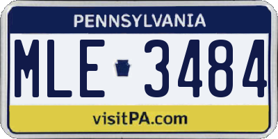 PA license plate MLE3484