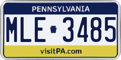 PA license plate MLE3485
