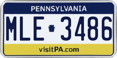 PA license plate MLE3486