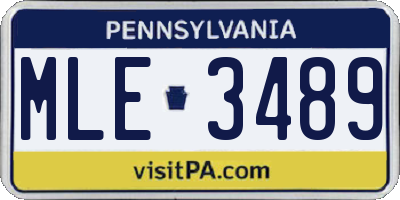 PA license plate MLE3489