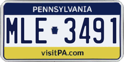 PA license plate MLE3491