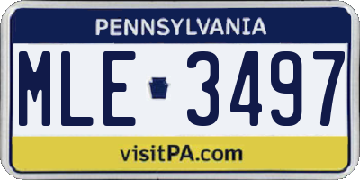 PA license plate MLE3497