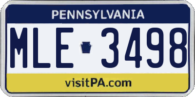 PA license plate MLE3498