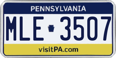PA license plate MLE3507