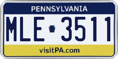 PA license plate MLE3511