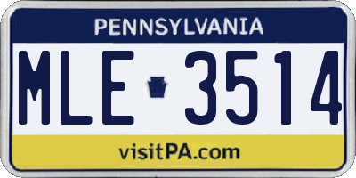 PA license plate MLE3514