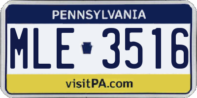 PA license plate MLE3516