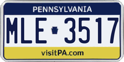 PA license plate MLE3517