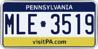 PA license plate MLE3519