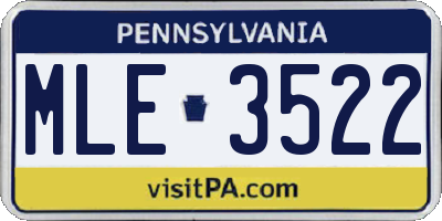 PA license plate MLE3522