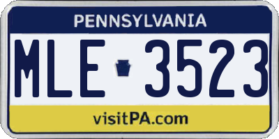PA license plate MLE3523