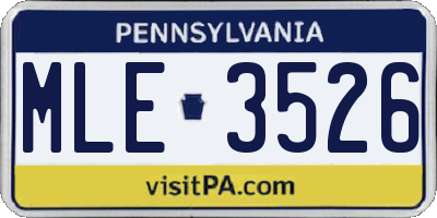PA license plate MLE3526