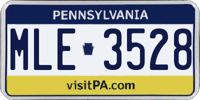 PA license plate MLE3528