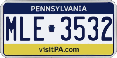 PA license plate MLE3532
